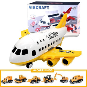 Avião de Brinquedo Aircraft com 6 Carrinhos de Brinquedo