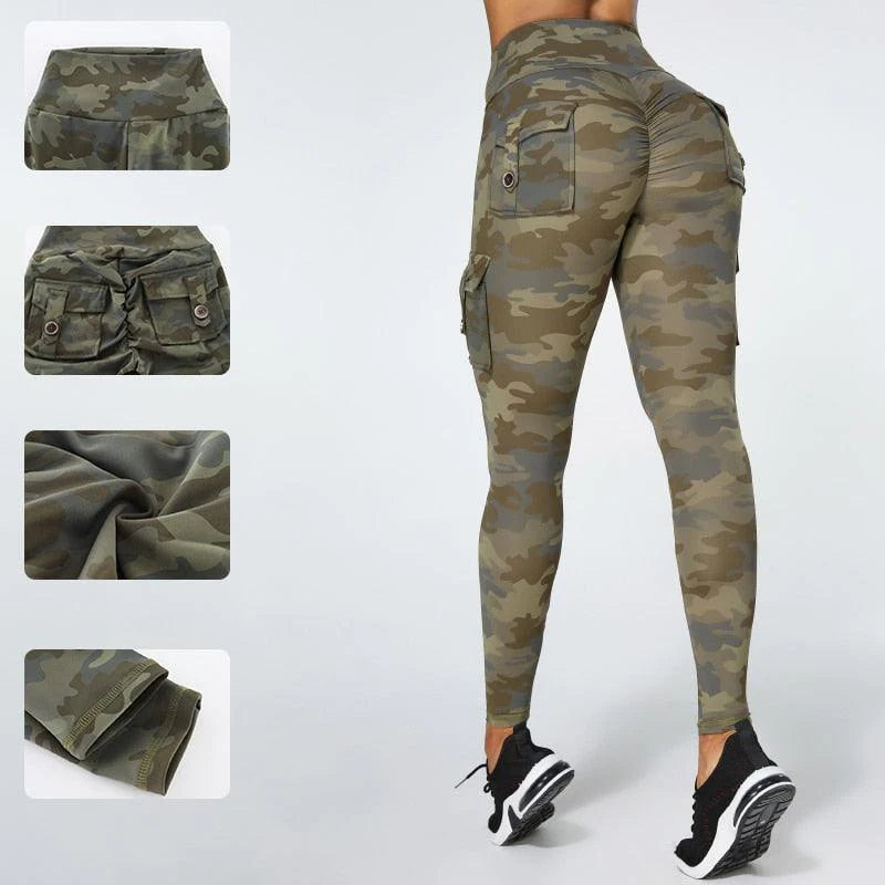 Legging Feminina de Treino Camuflada com Bolso - Rinove Store